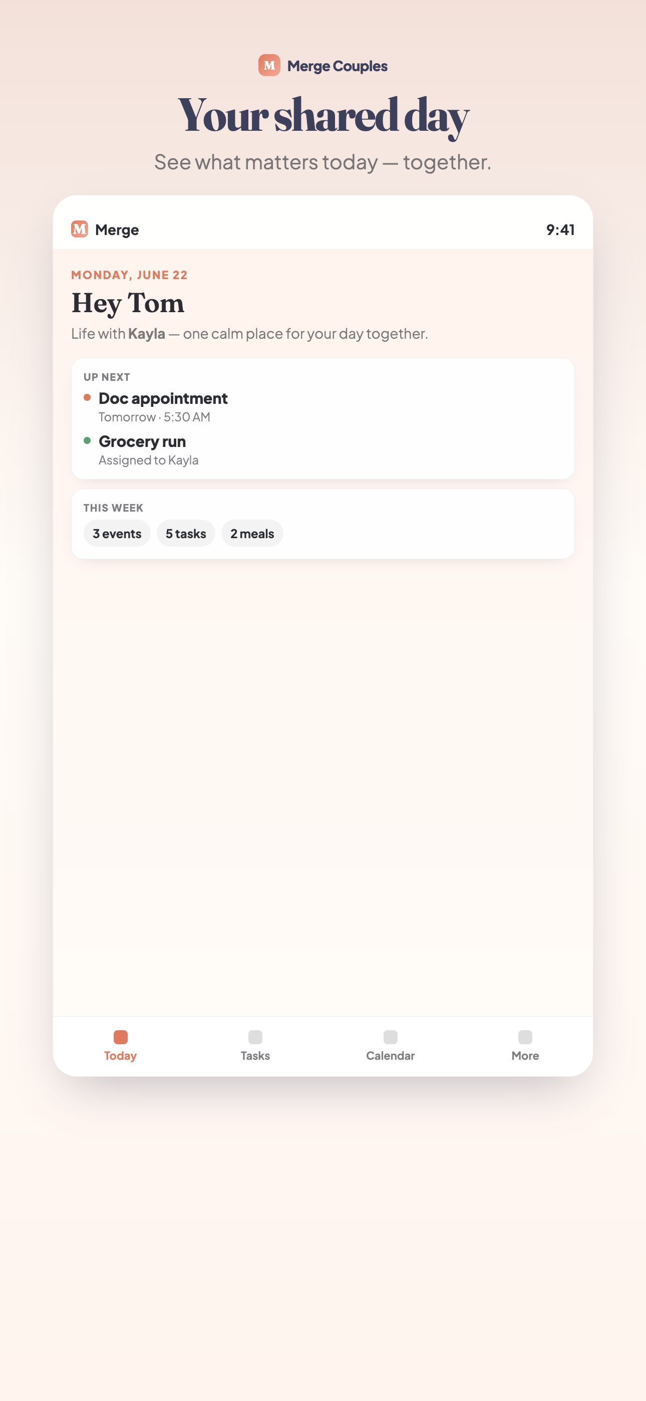 Merge Today dashboard