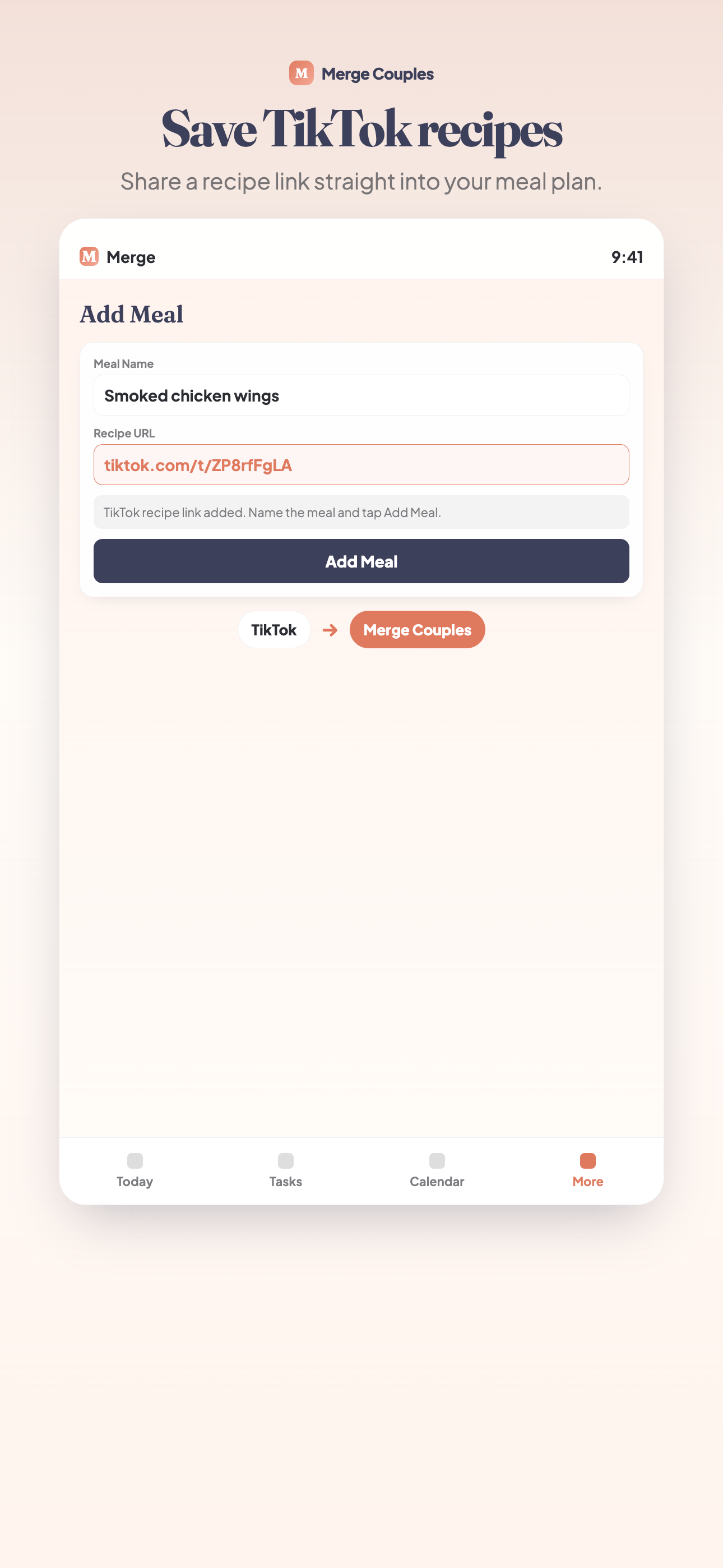 Merge TikTok import screen