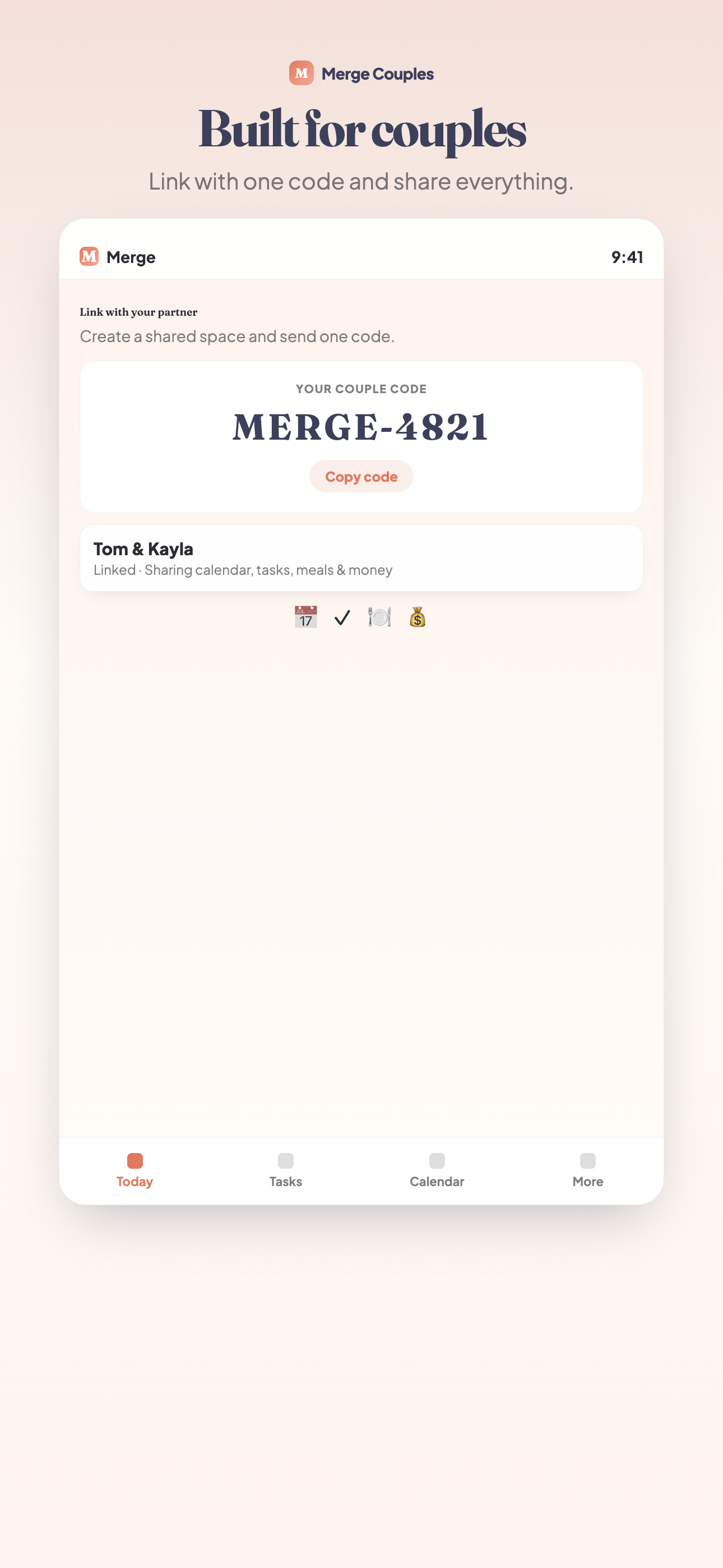 Merge Partner link screen
