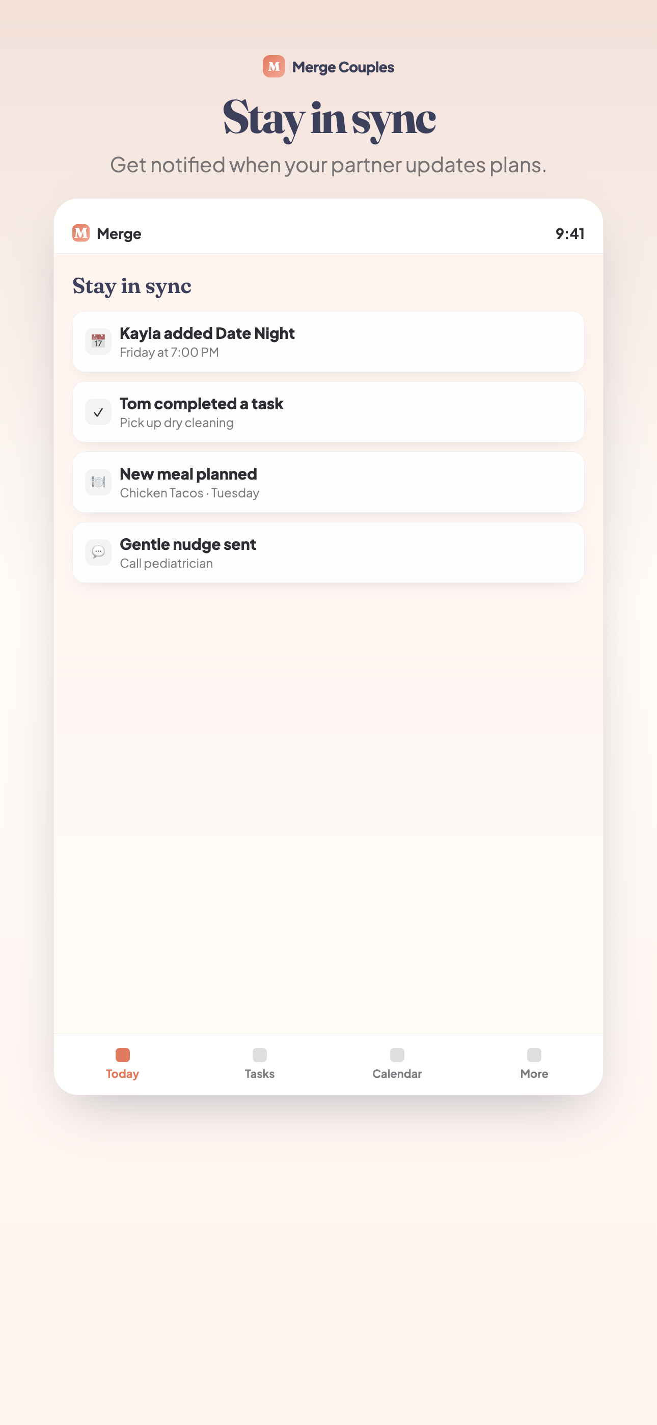 Merge Notifications screen